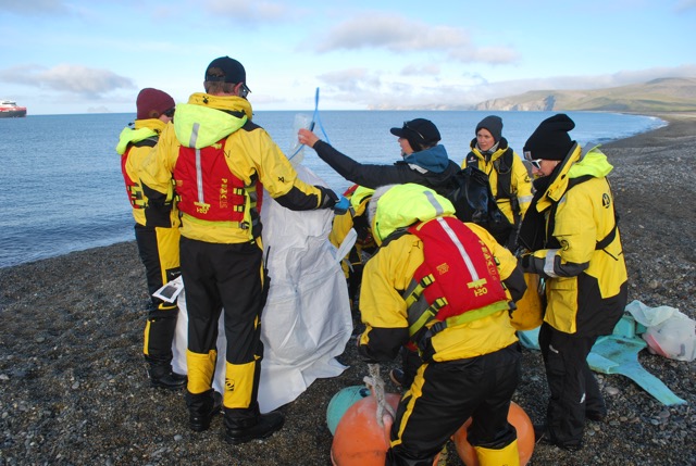 Garbage is been bagged